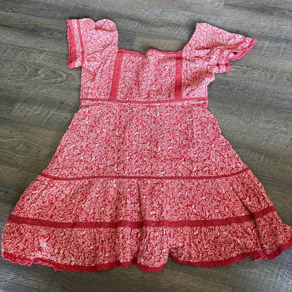 American Eagle size XL red floral mini dress lace floral summer short sleeve